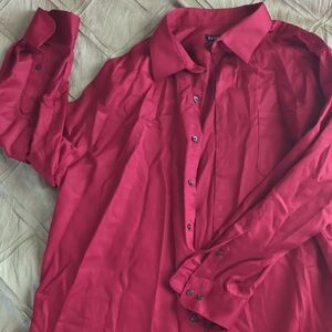 George Men's Casual Red Button Down Shirt